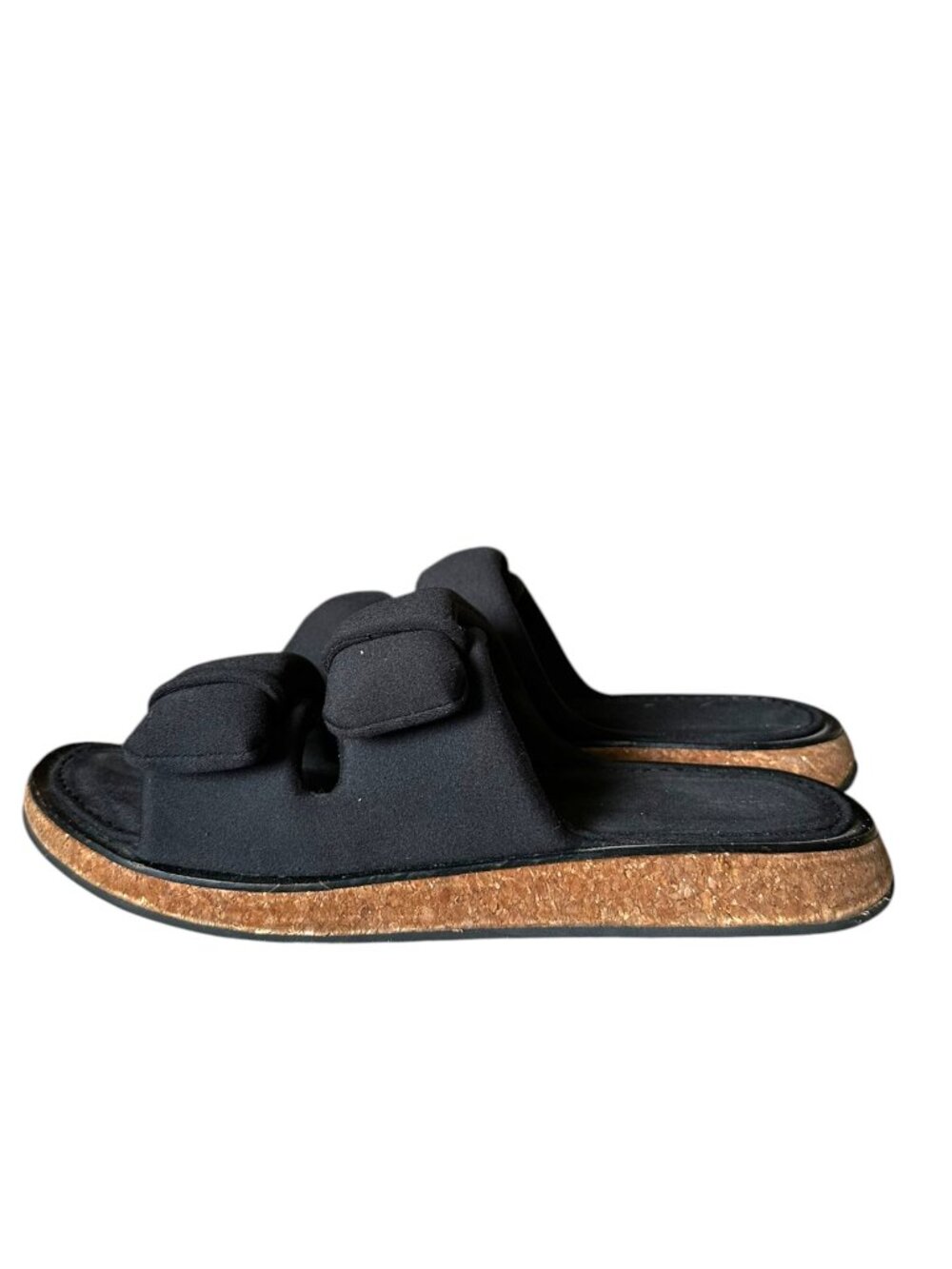 Rag & Bone Parque Black Padded Neoprene Slide Sandals Cork Sole